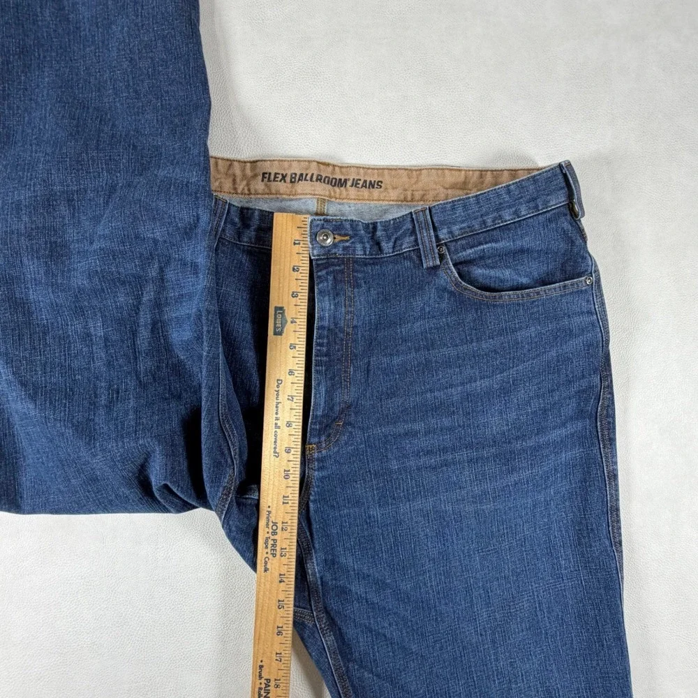 Duluth Trading Flex Ballroom Jeans Mens 42x32 Blue Relaxed Fit Stretch Denim